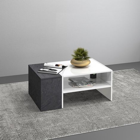 Table basse moderne blanc brillant/béton Corso (1/5)