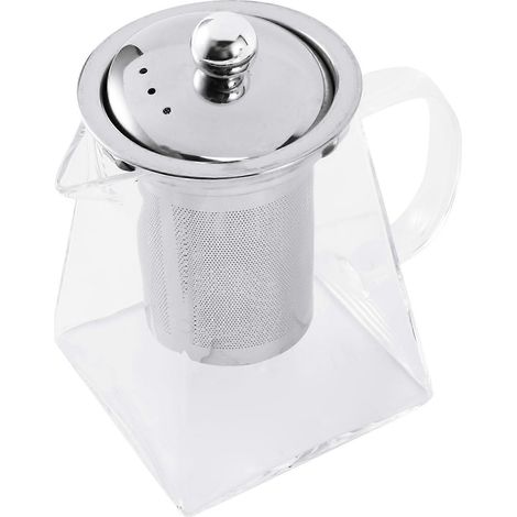 Teekanne aus Borosilikatglas mit integriertem Teesieb, 550 ml, ausgestattet mit einem Feinfilter, ideal für Tee und Kräuteraufgüsse, modernes quadratisches Design, hitzebeständig, für 2 Personen. (1/5)