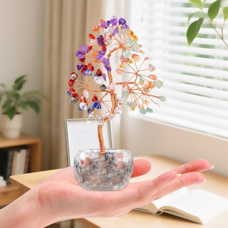 Décoration Arbre de Vie en Pierre, Arbre Décoratif en Cristal Arbre de Vie en Pierre du Feng Shui Cadeaux en Cristal Décoration de Bureau Maison et Domicile Table Décor Hauteur (1/5)