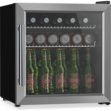 Klarstein Nevera para bebidas Beersafe con puerta de cristal  44 x 48 cm  Iluminación interior LED  Plata