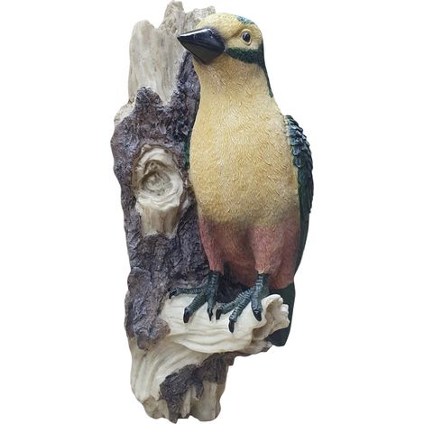 Dekofigur Vogel Specht an der Wand 29 x 12 cm bunt Dekofigur