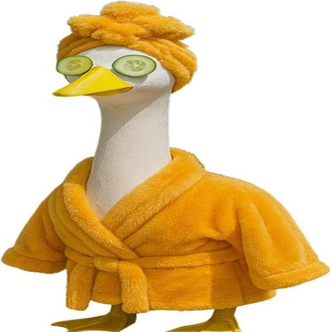 Vêtements pour statue d'oie 58 cm, peignoir jaune douillet avec bandeau de spa (jaune) (1/5)