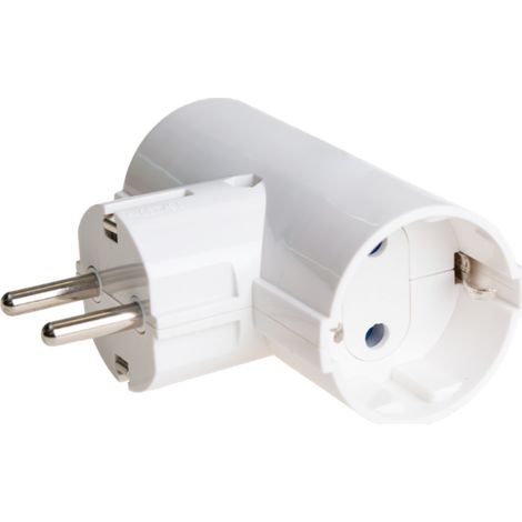 Adaptador doble 2p+t schuko 16a 250 v blanco (1/2)