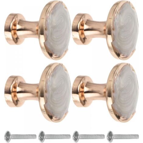Set of 4 Round Decorative Cabinet Knobs for Dresser, Drawer, Cupboard (White, Amber) (1/3)