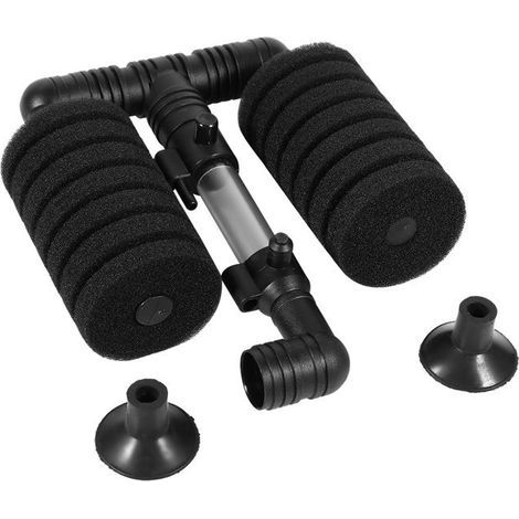 BelleRise – Doppelschwammfilter – 2831 – Biologische Filterung und Belüftung – Für kleine Aquarien – 14 cm, Schwarz (1/5)