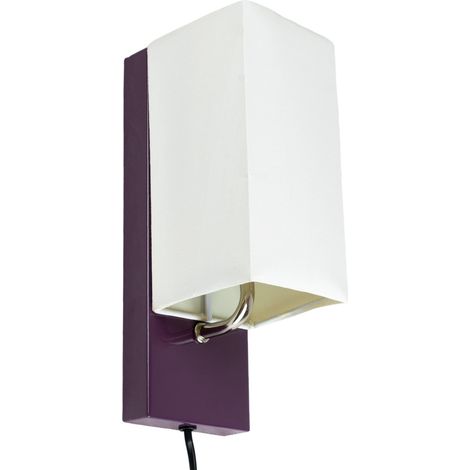 Applique murale abat jour tissu blanc socle metal Violet Lampe 1 spot lumière LED (1/3)