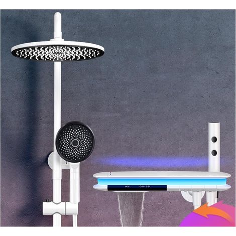 Ensemble de douche mitigeur thermostatique intelli LED numérique bain douche ensemble salle de bain chaud froid mélangeur système de douche baignoire murale pluie bain robinet thermostatique atmosphèr (1/5)