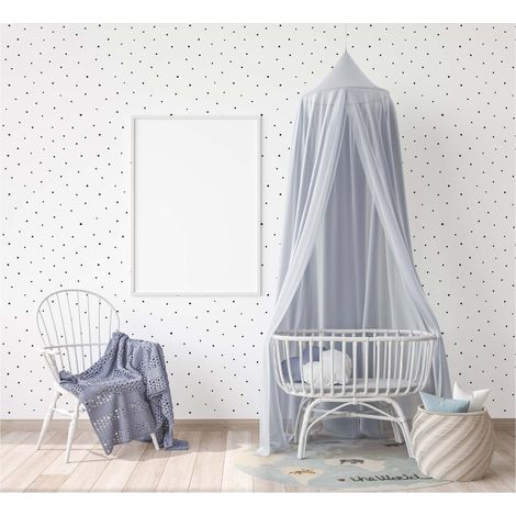 TADESSI Tapete Kinderzimmer M1-No.755 Vliestapete Schwarz Weiß Tapete mit Punkten Jungenzimmer Mädchenzimmer (1/5)