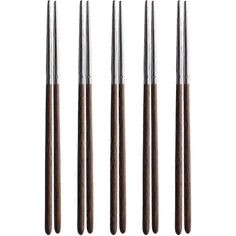 paires de baguettes antidérapantes en acier inoxydable, baguettes réutilisables en acier inoxydable-25.00X0.60X0.60CM (1/3)