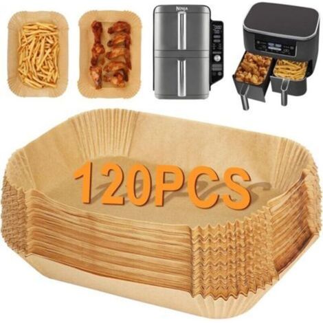 LaBlanc - Papier Cuisson Pour Air Fryer Ninja Double Stack XL SL400EU 9,5L, 120 Pièces Accessoire Pour Air Fryer Ninja, Papier Sulfurisé Compatible Ninja AF300EU 7.6L/ Foodi Max Dual Zone AF400EU (1/5)