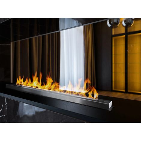 Bioethanol Einbaukamin Linear 900 mm, 1,4 l Brenner mit durchgehender Flammenlinie, Schwarz matt (1/5)