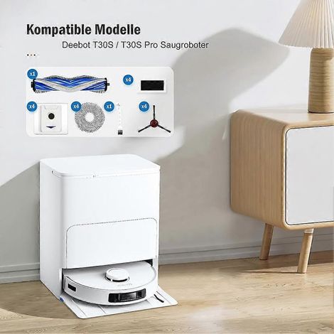 Accessoires pour aspirateur robot Ecovacs Deebot T30S / T30S PRO : brosse latérale principale, sac à poussière et lingette de nettoyage (1/5)