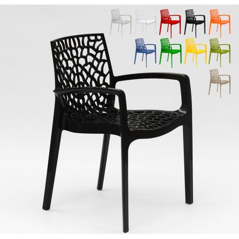 Grand Soleil – Chaise de jardin en polypropylène empilable – Accoudoirs ergonomiques – Résistante aux intempéries – Confort optimal pour restaurants et cafés