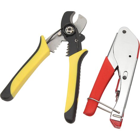RG59/RG6 Koaxialkabel-Crimpwerkzeug-Set mit Abisolierzange, Schraubendreher-Set und Kompressionsverbinder (1/5)