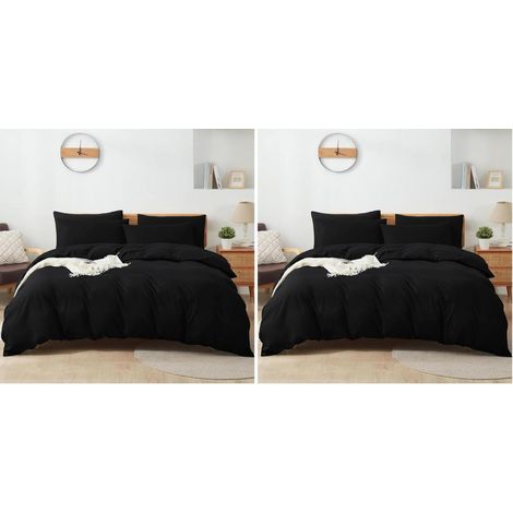 Bettwäsche-Set 135x200cm Schwarz, 100% Baumwolle, atmungsaktiv, hypoallergen