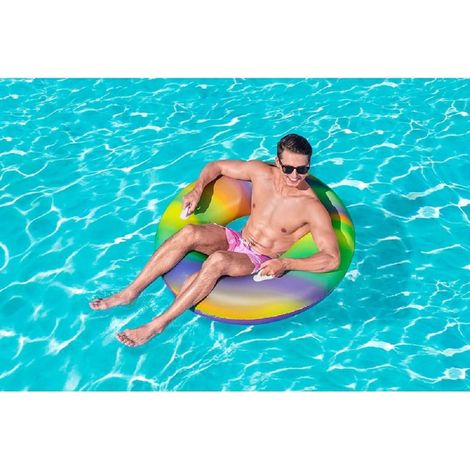 TRADE SHOP - Salvagente Fashion Rainbow Stampa Multicolore 119 Cm Con Maniglie Piscina 36352 - (1/5)