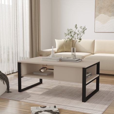 Table basse Laukaa 100 x 60 x 45 cm beige gris [en.casa] (1/5)