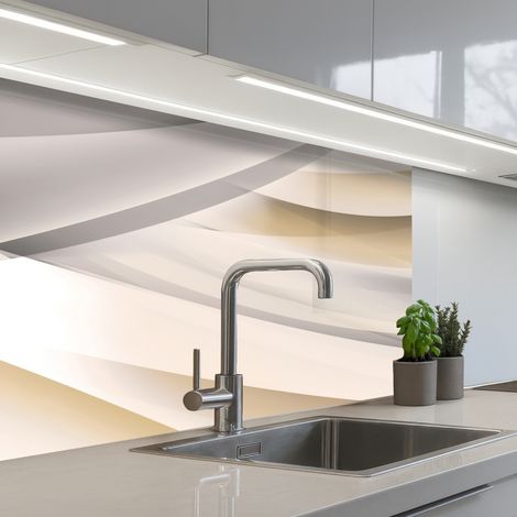 Kitchen Splashback Waves - Abstract - Beige 80x60 cm (1/5)