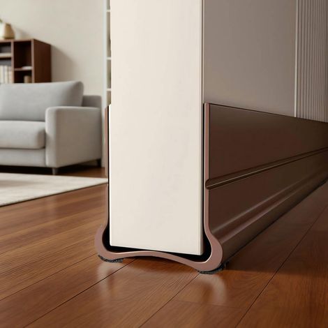 Bas de Porte Calfeutrer, 93cm Silicone Porte Bande D'étanchéité, Isolation Phonique Porte, pour Les Portes de 3.5 à 5.5 cm d'épaisseur avec Un Espace inférieur de 0.3 à 2.6 cm, Marron (1/5)