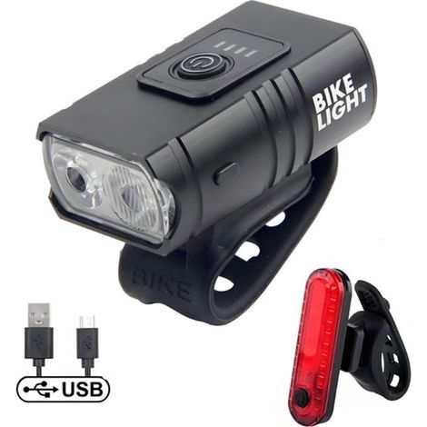 Kit d'éclairage pour vélo - Éclairage vélo - Feux de vélo - Protection antichute pour éclairage vélo - Alliage d'aluminium - Noir (1/5)