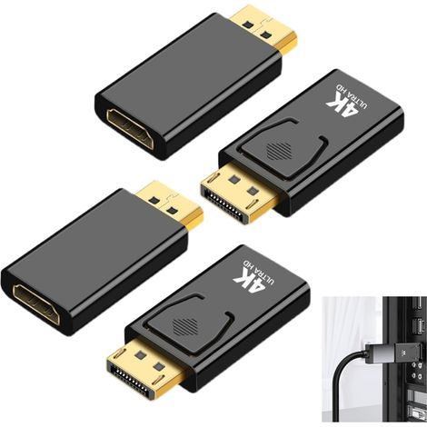 4-Pack DisplayPort to HDMI Adapter, 4K@60Hz DP to HDMI Adapter, DP Male to HDMI Female for PC, TV, Computers, Projector, Monitor, AMD, GPU, HDTV, Black (1/5)