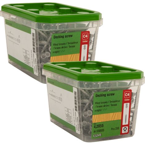 Tornillos para tarimas ESSVE DECKING CorrSeal para tablas de madera 4,2 x 55 mm 250 unidades x 2 (1/3)