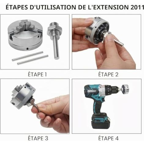 Mandrin de Tournage à Trois Mors M12 x 1 en Alliage de Zinc - Auto-Centrage pour Perceuse à Main, Mini Tour, Outil électrique (1/3)