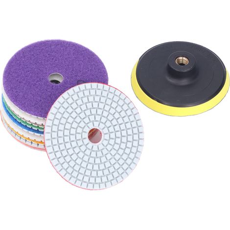 Lot de 11 disques de polissage diamantés, abrasifs et avec support pour le polissage de la pierre, du carrelage et de la céramique. (1/5)