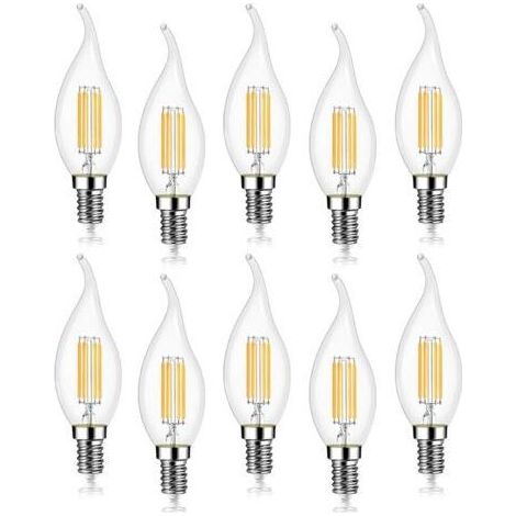 10er-Pack 4-W-E14-LED-Filamentlampen, 470 lm Kerzenflamme, 2700 K warmweiß, nicht dimmbar, 360° Abstrahlwinkel (1/4)