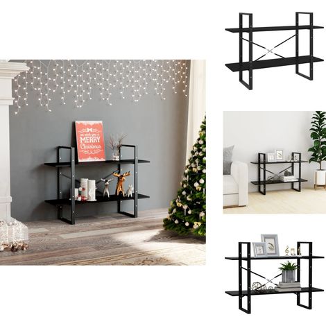 Bücherregal 2 Fächer Schwarz 100x30x70 cm Holzwerkstoff - Bücherregal - Regal - Industrielles Design - Schwarzes Regal - Holzkasten (1/5)