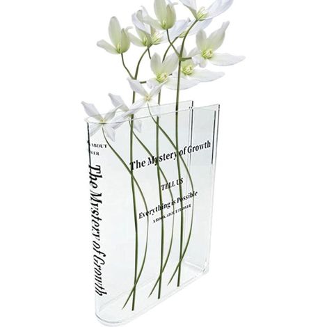 Vase De Livre Transparent,Vase De Livre en Acrylique,Book Vase,Vase De Livre Transparent Vase Décoratif en Forme De Livre Style (1/5)