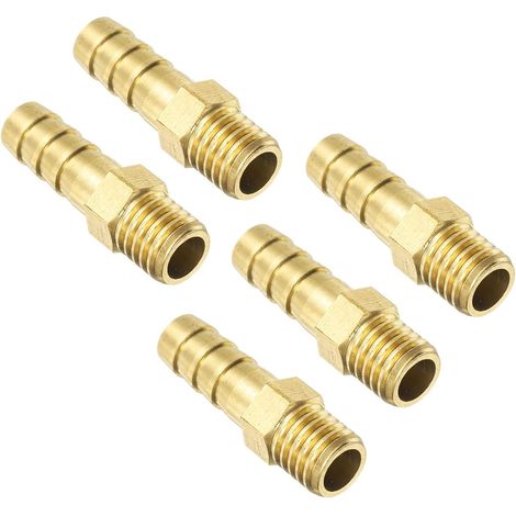 5pcs Raccord, Filetage Mâle M10-1.5, Tuyau ID 8mm, Laiton, Eau Carburant Air (1/5)