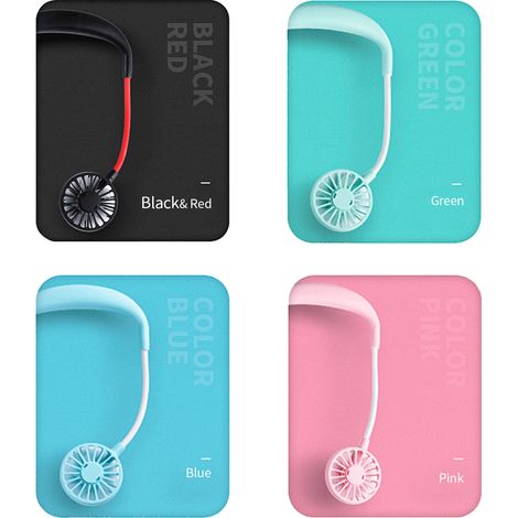 Ventilateur portable à tour de cou ajustable à 360° avec double tête de ventilation, silencieux et mains libres, alimenté par USB, idéal pour le sport, les voyages, le camping, le bureau et la maison.