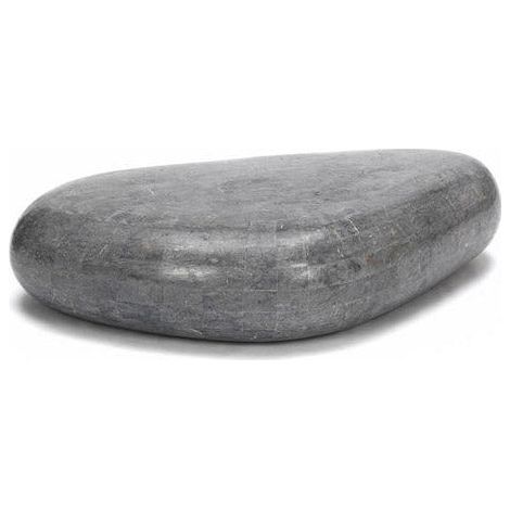 Tavolino da Salotto 123x74xH27 cm in Pietra fossile Sasso big Grigio (1/4)