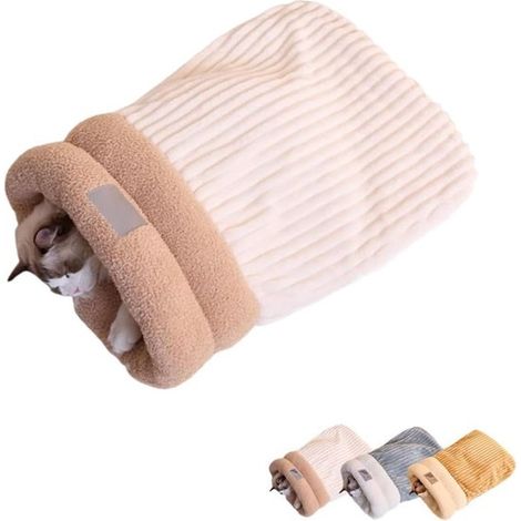 Sac de couchage chaud pour l'hiver - Sac de couchage pour niche pour chat - Lit confortable auto-chauffant pour chat (1/5)
