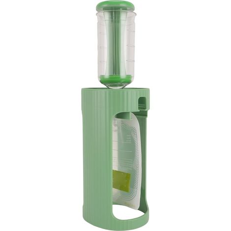 Station de pressage pour purées de fruits maison pour bébés, avec 10 sachets, pratique pour emporter les repas, en plastique alimentaire, compatible lave-vaisselle (VERT) (1/5)
