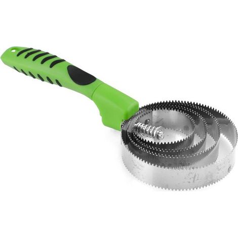 Turchese - Striglia a lama tonda in acciaio inox e manico con inserti in gomma