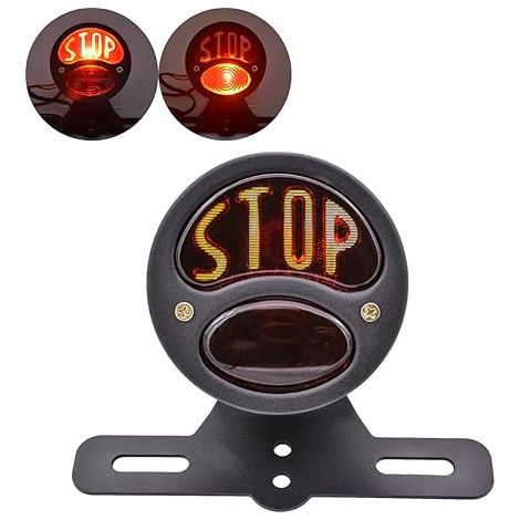 Feu Stop de moto 12 V fer pour Chopper Bobber Softail Noir (1/5)