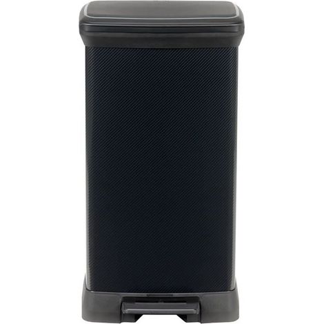 CURVER Decobin Poubelle a pédale rectangulaire - 50 L - Noir carbone (1/5)