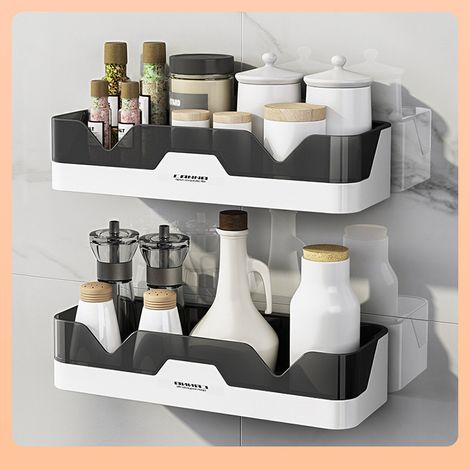 Ensemble de deux étagères de douche, étagère de douche sans perçage, panier de rangement mural pour douche, convient pour la salle de bain/cuisine (1/3)
