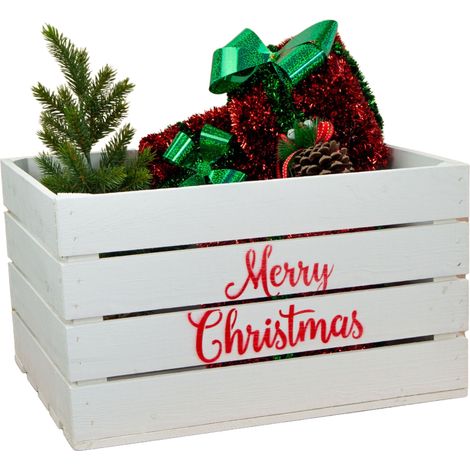 Obstkiste weiss Merry Christmas (rot) (1/5)