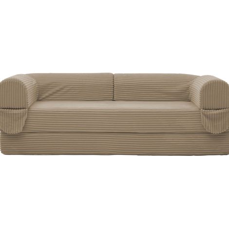 Canapé-Lit 2 Places en Velours Côtelé marron,2 places convertible marron,190×78×65cm (1/5)