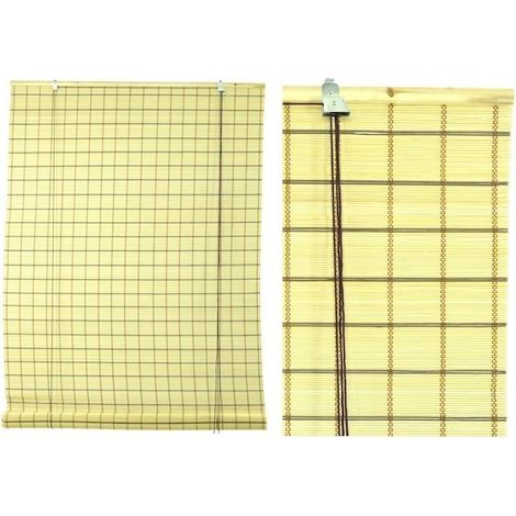 Tapparella avvolgibile in rattan Beige con riga Noce 200x300 cm