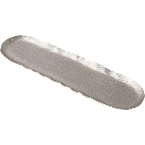 Elegant Oval Tray Chiseled, Oval Aluminum Tray, Matte, Long, Silver, 51x15x2cm (1/5)