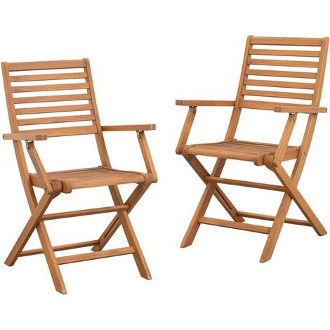 2er-Set Klappgartenstühle - EDEN - FSC Eukalyptus Holz - 57,5 x 52,5 x H91 cm (1/5)