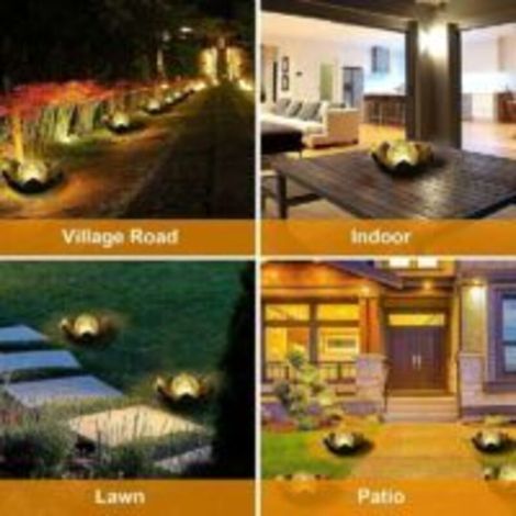 Luci solari da giardino per esterni, decorazione a globo di loto in vetro craquelé, luci a LED impermeabili a forma di fiore in metallo per patio, prato, vialetto, tavolo, terreno (1/4)