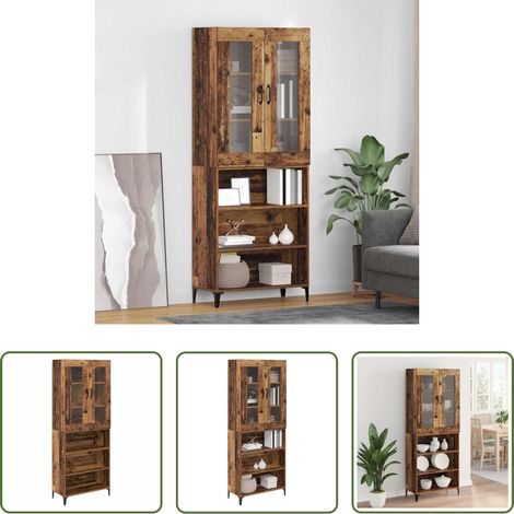 vidaXL Buffet murale - Haut Armoire Bois Ancien 69,5 x 34 x 180 cm Bois d'ingénierie (1/5)