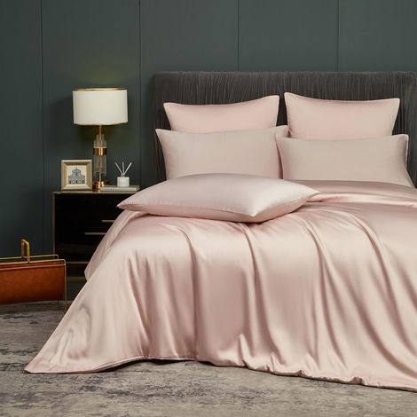 Parure de lit en bambou rose 200 x 220 cm - Été rafraîchissant - En fibre de bambou - Housse de couette et fraîche - Housse de couette douce avec fermeture éclair et 2 taies (1/5)