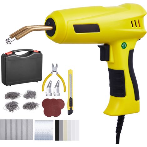 Mophorn Kit de soldadura de plástico, pistola soldadora de plástico de 220 W con 800 grapas calientes y 56 varillas de soldadura. Pistola de soldadura de grapas calientes profesional con luz LED