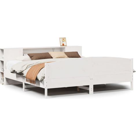 Maison Exclusive - Letto Libreria senza Materasso Bianco 200x200 cm Legno di Pino